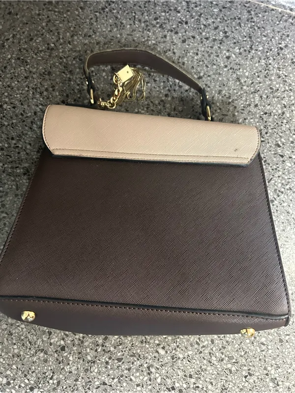 Vintage Dune London Two-Tone Top Handle Satchel in Cream I and Plum - Image 3