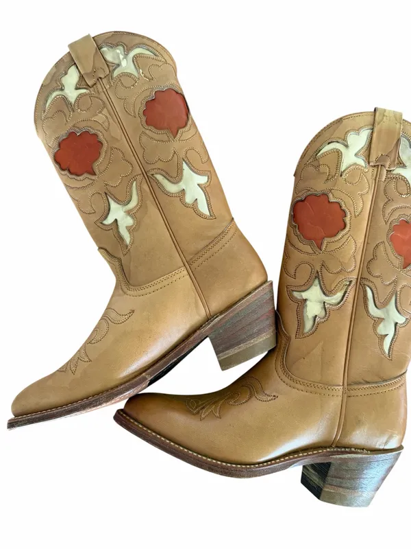 Texas Vintage Women's Mid Calf Western Cowgirl Boot Size 5.5 #267024 - Image 3