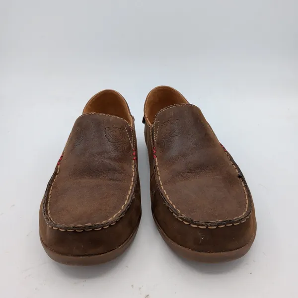 OluKai Nohea Nubuck Dark Java Tan Leather Slip On Loafers Womens 9.5 20174-4834 - Image 3