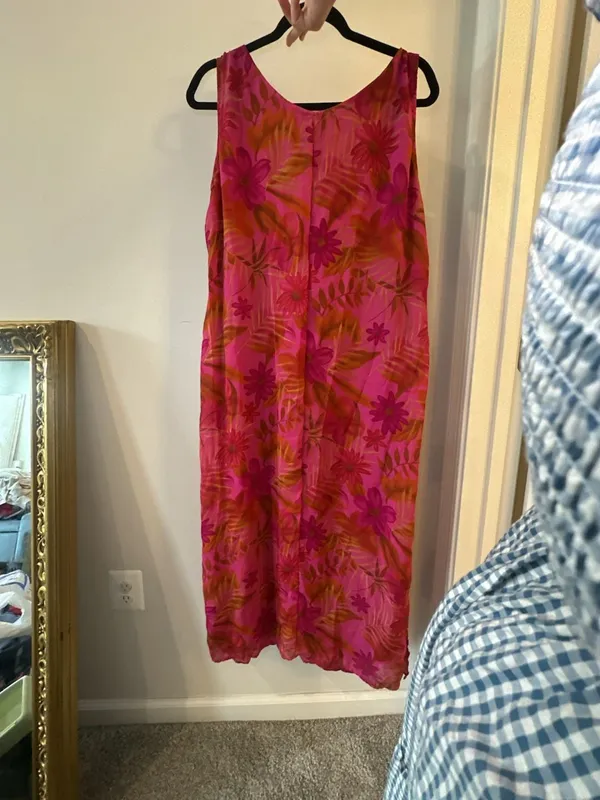 Appropriate Behavior Pink and Orange Floral Tropical Sleeveless Maxi Dress - Image 3