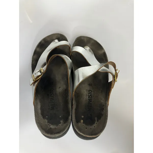 Mephisto Helen Sandals Womens 39 Silver Fair‎ Metallic Cork Footbed Buckle Slide - Image 5