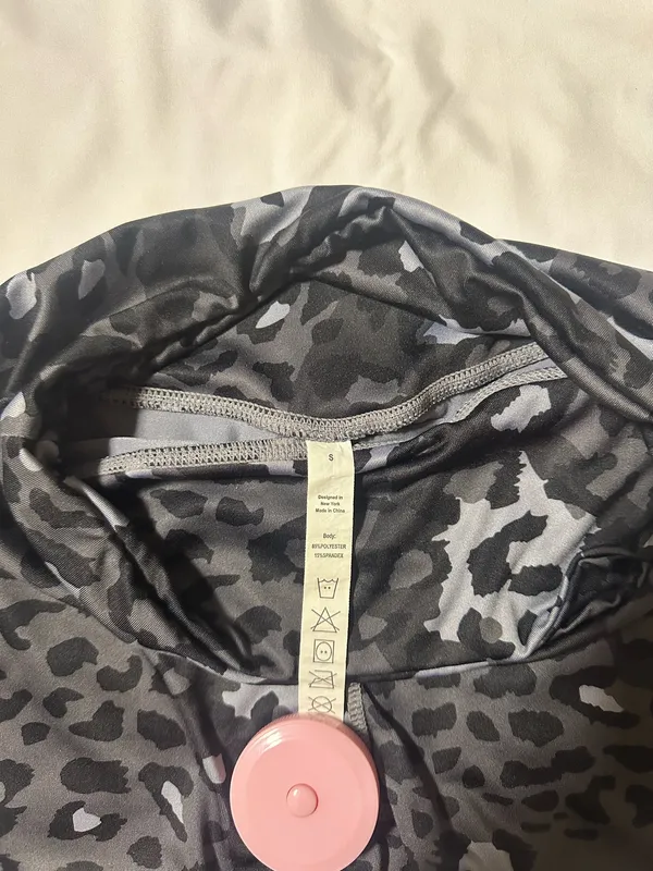 Black & Gray Leopard Print High Rise Biker Shorts Size S - Image 5