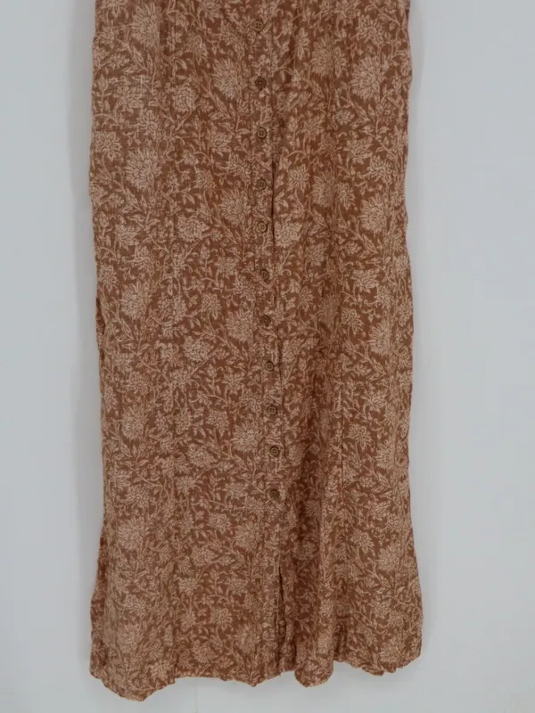 Faherty Kendall Palms Linen Maxi Dress Women’s Small Brown Tie Strap Button - Image 4