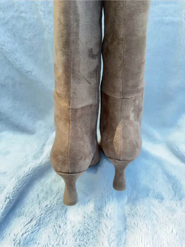 Anne Klein Perfektion Snip Toe Knee High Taupe Boots Heeled Size 6 new in box - Image 11