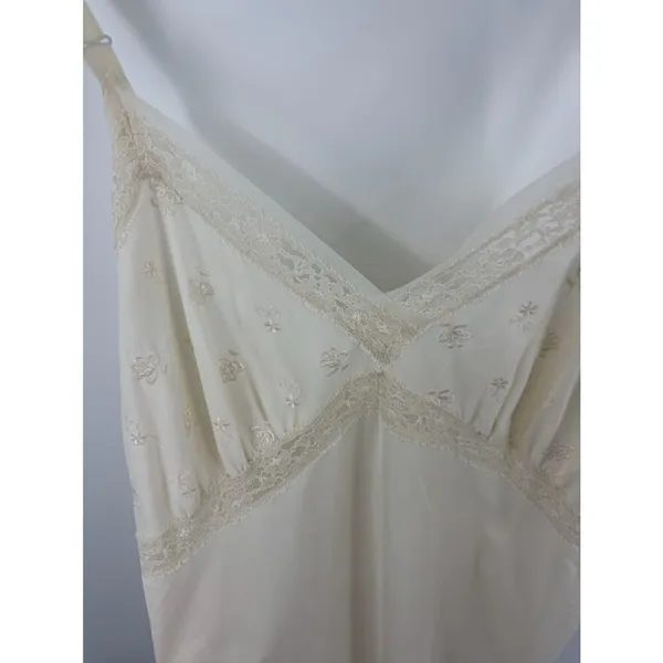 Vintage Snowdon off white lace embroidered lined floral full slip women 40 fairy - Image 2