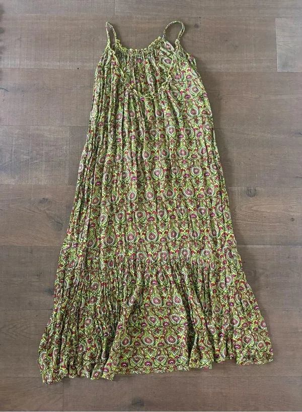 by anthropologie flounced citron printed lounge maxi dress - Image 4