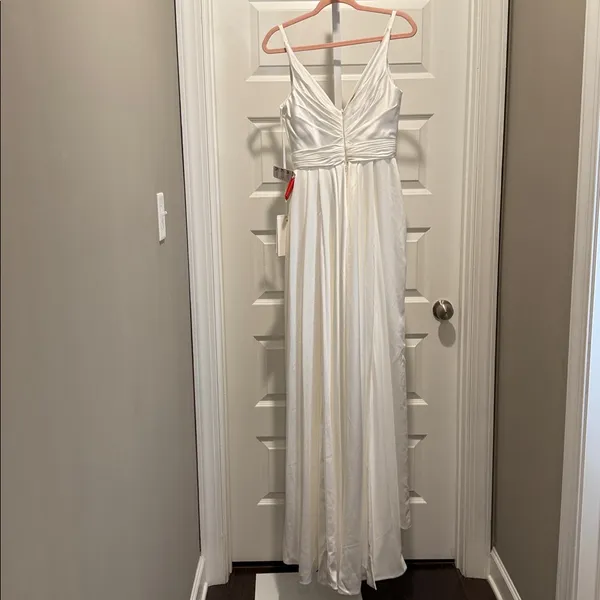 Mac Duggal White Satin Gown NWT Size 2‎ Style 12443 Formal Bridal Evening Dress - Image 8