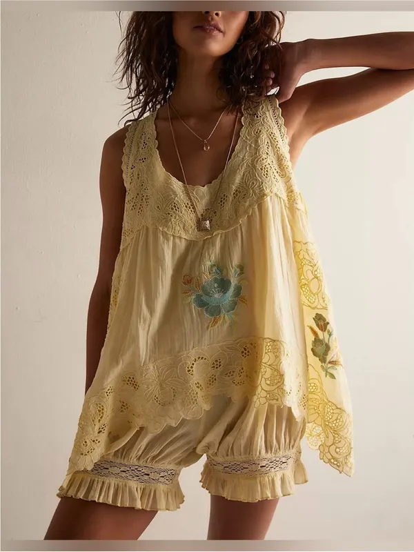 NWT Free People FP Intimately Eye Catcher Bloomsie Romper Double Butter - XS *IR - Image 3