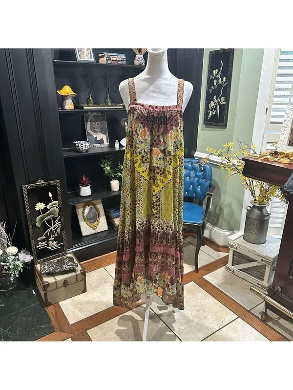 Anthropologie Lovett Tiered Maxi Botanical Dress Size Small Small - Image 3