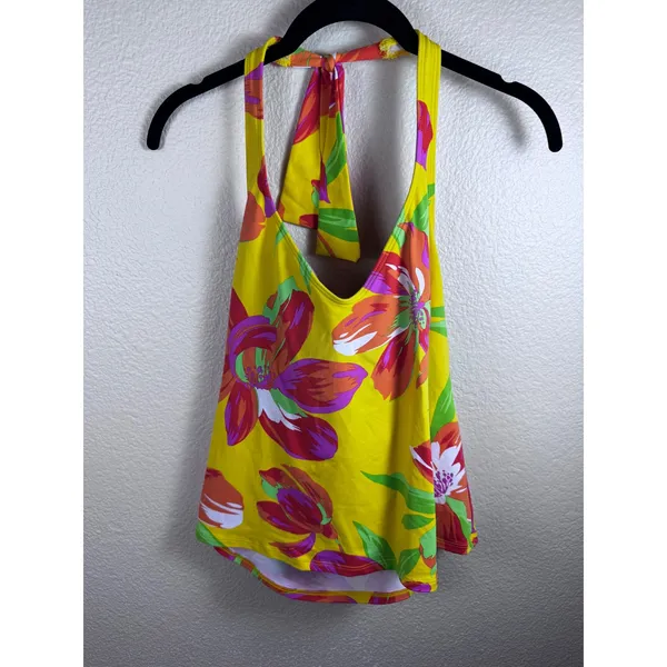 La Blanca Floral Halter Tankini Two Piece Swimsuit Women 14‎ Stretch Tropical - Image 2