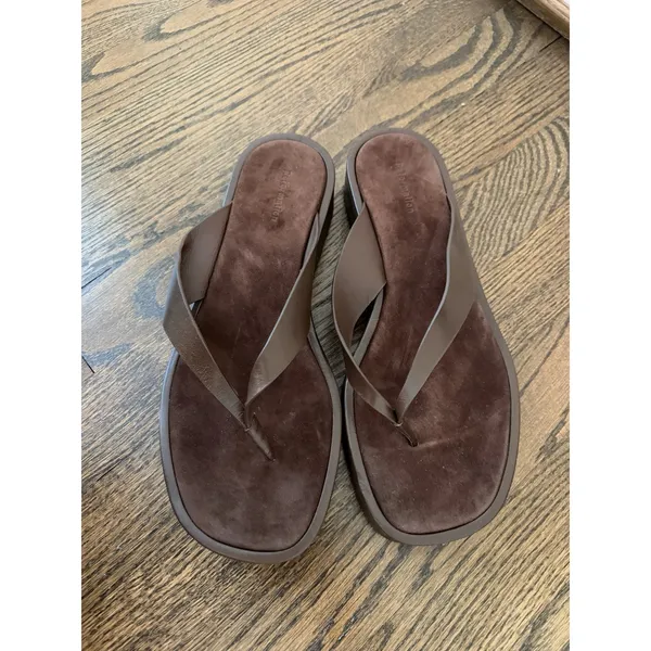 Reformation Eden Platform Flip Flop Espresso Brown Leather Suede Sz 9 NEW $228 - Image 15