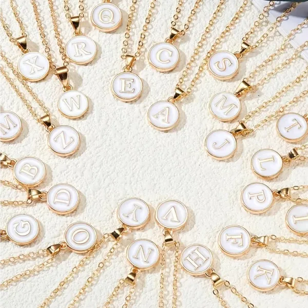 Letter F Necklace Gold Tone Minimalist - Image 2