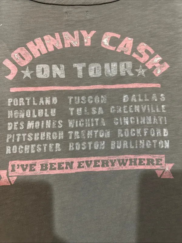 Lucky Brand Gray Graphic Johnny Cash Tour Tee- Size Large - Image 5