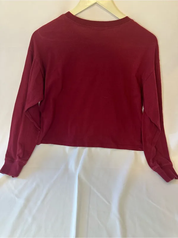 Forever 21 Maroon Cropped 'all good' Graphic Sweatshirt - Image 3