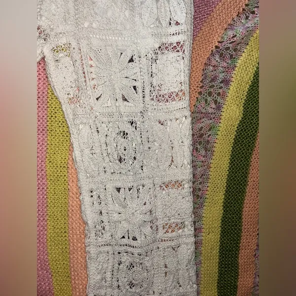Women's White Crochet Pants Size L - Image 6