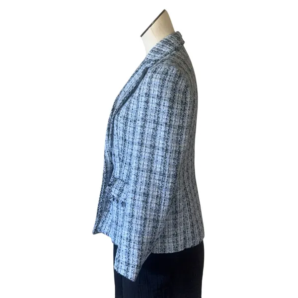 NWT Anne Klein One Button Tweed Jacket Blazer In Color Skyway Multi - Image 3