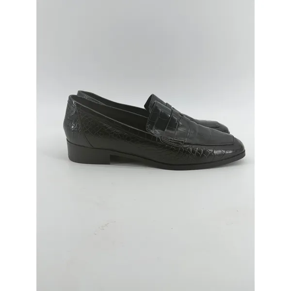 Aldo Black Croc Embossed Leather Penny Loafers Square Toe Flat Shoes Womens 8.5 - Image 5