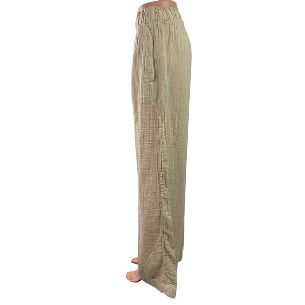 GAP Women's Beige Pleated High Waisted Palazzo Wide Leg Baggy Trousers Pants S - Image 2