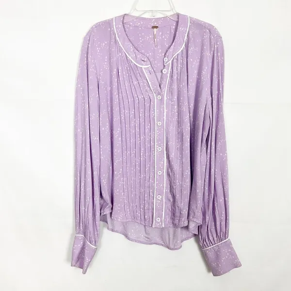 Free People Womens Top S Star Print Oversized Pin Tuck Boho Relaxed Minimalist - Image 2