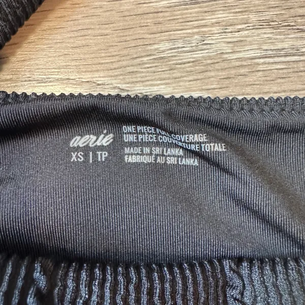 Aerie Black One Shoulder Cutout Textured Ribbed One Piece Swimsuit Size XSmall - Image 7