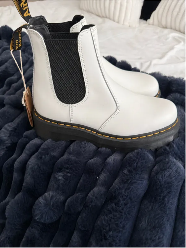 Women's Dr. Martens 2976 Quad Ankle Boots, White/Black, Size 10 - Image 2