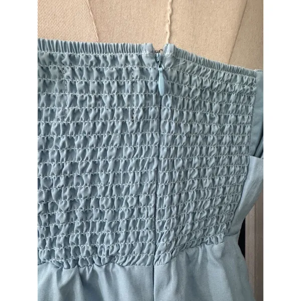 DO + BE Strapless Pleated Ruffle Mini Dress Light Blue Size Large Party Bodycon - Image 10