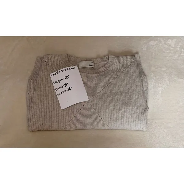 Wilfred Free Isabelli Sweater Aritzia Merino Wool Gray Ribbed Knit High Low XS - Image 4