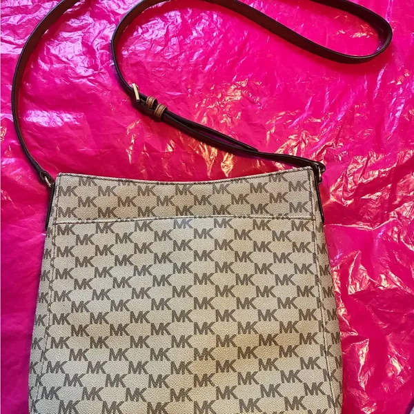 Michael Kors Gold and Brown Crossbody Bag - Image 3