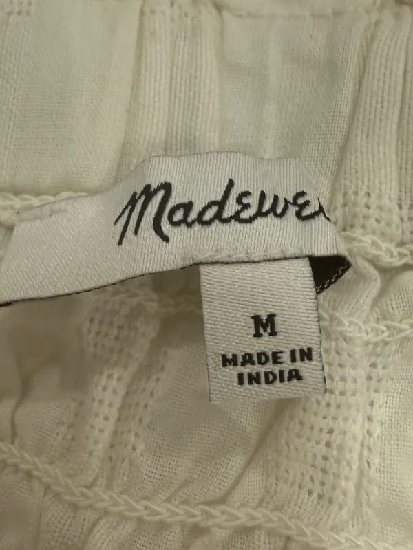 Madewell Smocked Gauze Tiered Cropped Top - Off White - Size Medium - Image 3