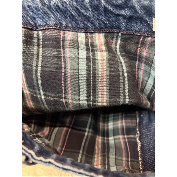 L.L.Bean Original Fit Relaxed 100% Cotton Plaid Lined Elastic Waist Jeans SZ 18W - Image 6