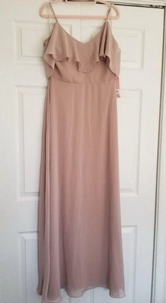 Birdy Grey Jane Convertible Chiffon Maxi Dress Gown in Taupe Size M - Image 6