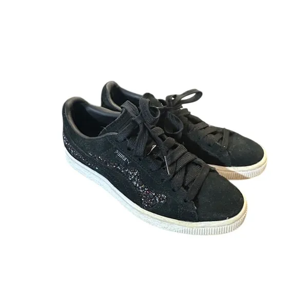 Puma Black Swarovski Crystal Suede Low Top Sneakers Women Sz 6 - Image 2