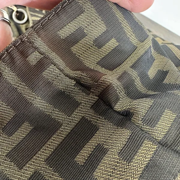 Fendi Vintage Zucca Tote Bag Womens Large Brown Canvas Leather Chain Strap Italy - Image 7