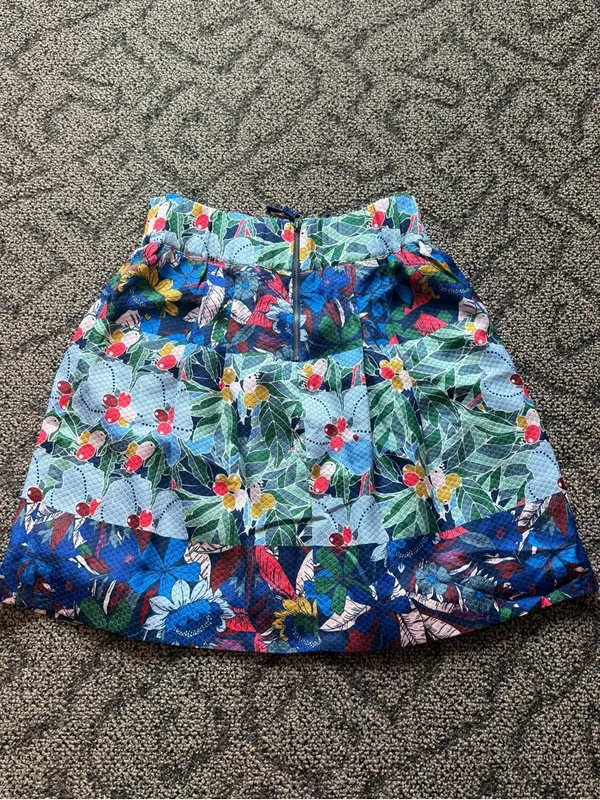 Anthropologie Maeve Blue Multicolor Brightly Floral Pleated Mini Skirt - Image 4