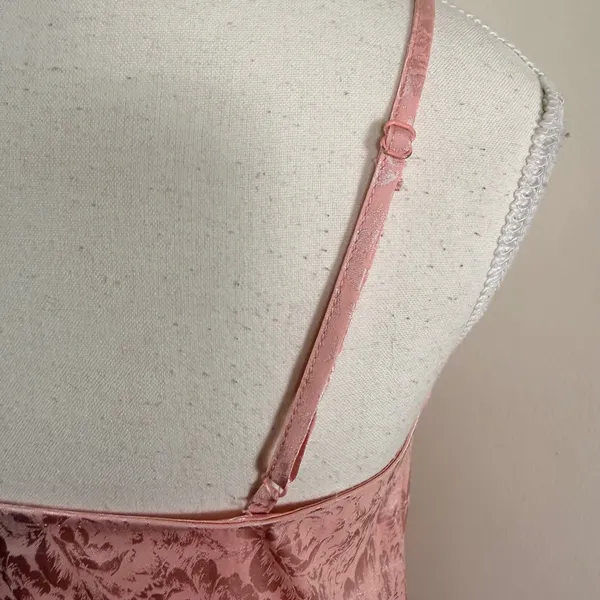 Garage Blush Pink Floral Satin Jacquard Slip Dress Mini V-Neck Adjustable Straps - Image 5
