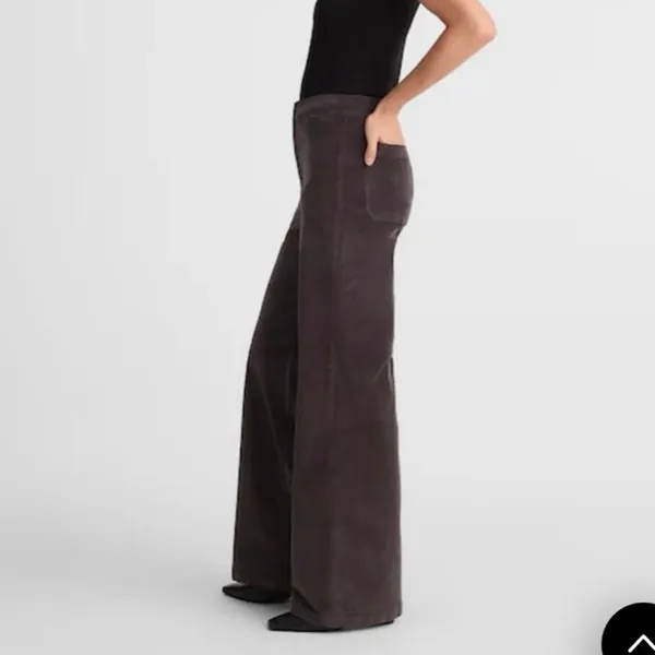 Madewell The Petite Wide-Leg Pant in Corduroy Black Coal Size 26P - Image 2