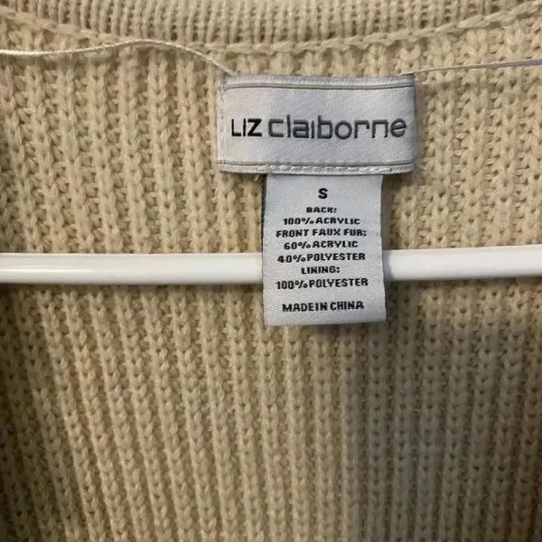Liz Claiborne Faux Fur Front Ribbed Knit Back Open Vest Brown‎ Tan Small - Image 5