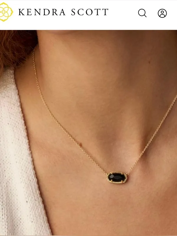 Kendra Scott Elisa Pendant Necklace - Rhodium with Black Opaque Glass Stone - Image 5