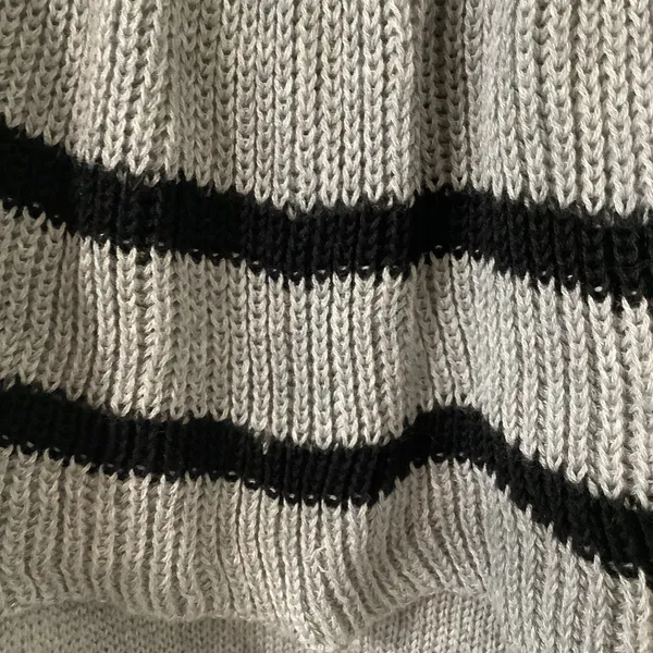 Very J Ruffle Top Knit Comfy Cozy Cozycore Grey Striped‎ Knitted Sweater Large - Image 11