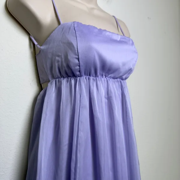 Lucy in the‎ Sky Women Coquette Babydoll Dress Small Purple Chiffon Girlcore - Image 4