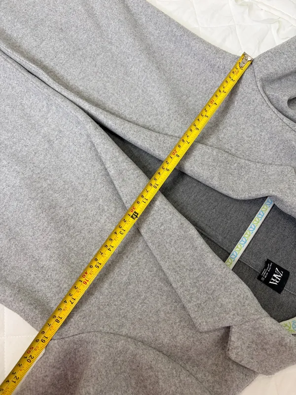 ZARA Gray Long Coat Duster Overcoat Minimalist Quiet Luxury Office Timeless Sz M - Image 5