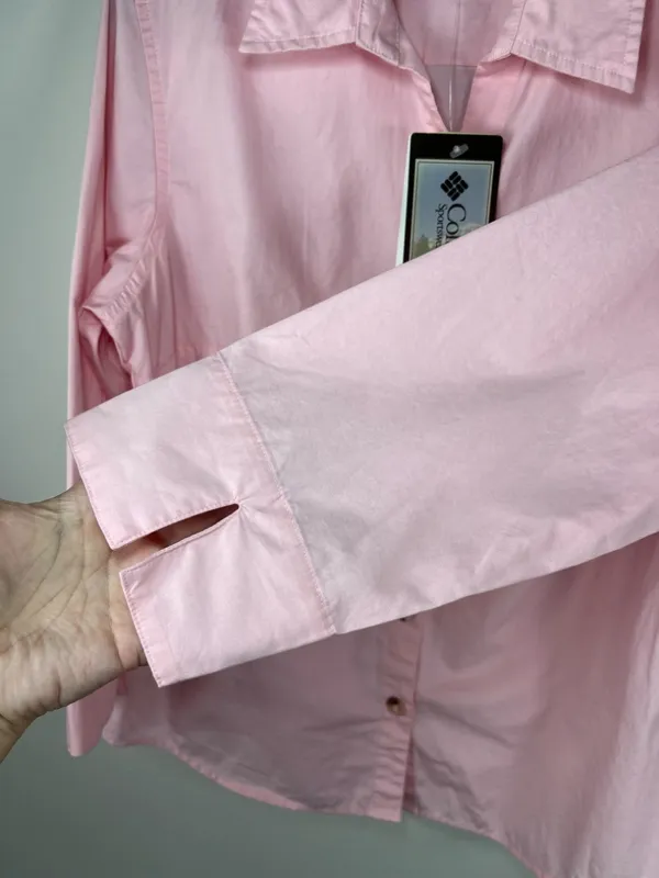 Columbia Bayview 3/4 Sleeve Button-Up Shirt Pink Split Cuff Outdoor Office NEW M - Image 6