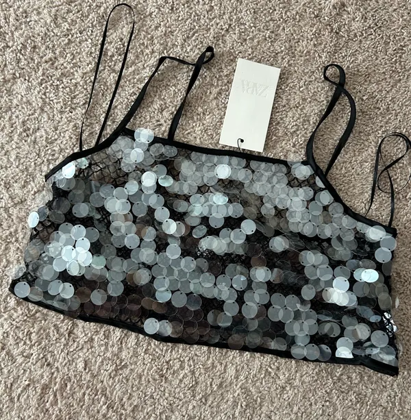 Zara sequin crop top. S-M - Image 6