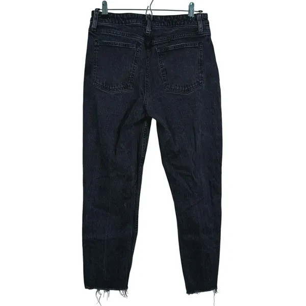 Abercrombie & Fitch Curve Love Mom High Rise Jeans Size 28 (6) Black Grunge Edgy - Image 3