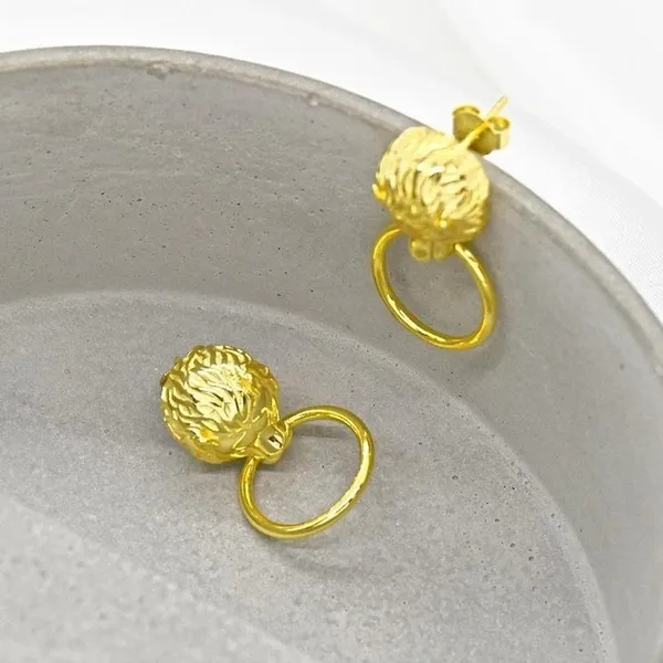 Leo Lion Ring Earring Studs Gold - Image 5