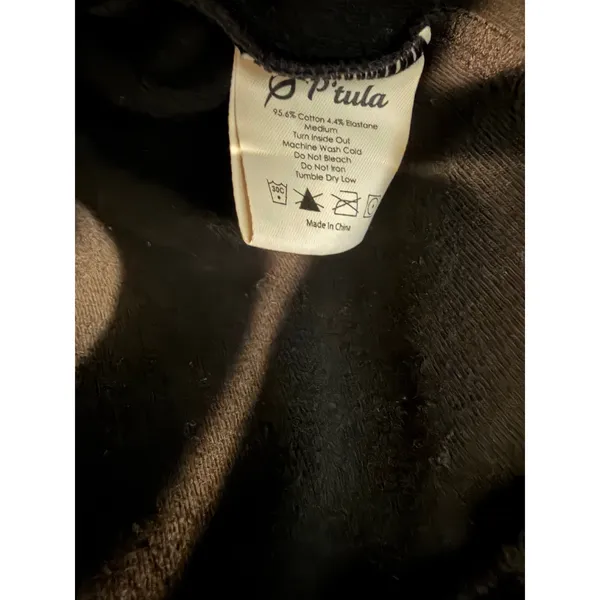 P'tula Women Medium Black Crewneck Sweatshirt Logo Pullover Athleisure Relaxed - Image 2
