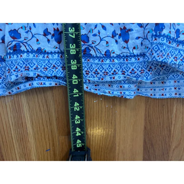 Poupette St Barth Blue Floral Smocked Ruffle Tiered Midi Sundress Vacation Boho - Image 3