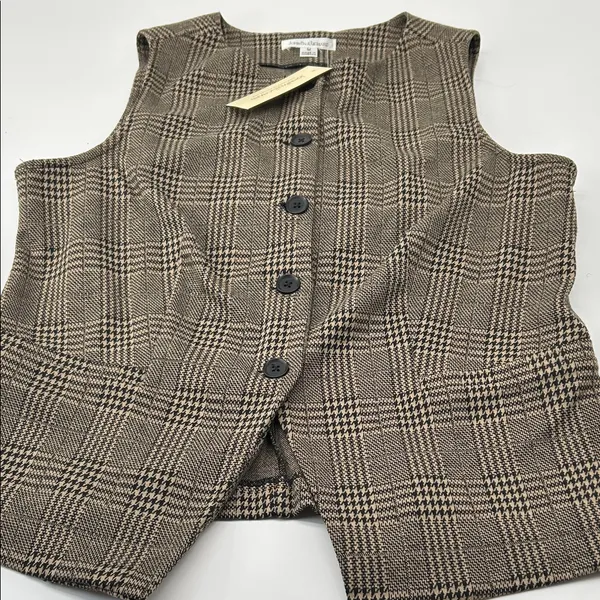JohnPaulRichard Brown Plaid Blouse Size M - Image 7