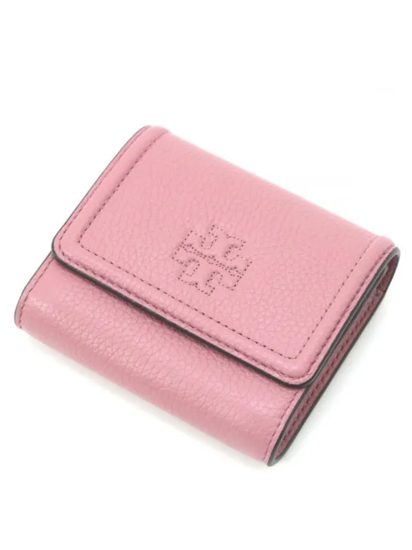 Tory Burch McGraw Pink Pebbled Leather Trifold Compact Mini Wallet - Image 2