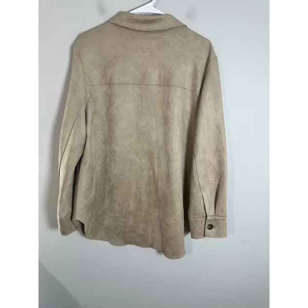 Banana Republic Stone Vegan Suede Overshirt Relaxed‎ Fit Shacket XL 790065-00 - Image 5